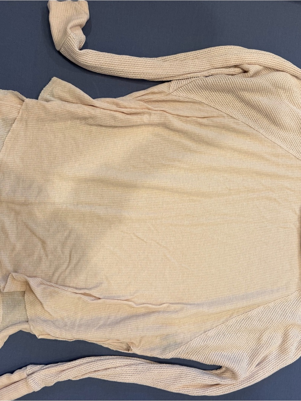 Urban Outfitters Light Cream Ribbed Long-Sleeve Top